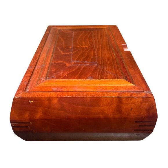 Vtg Wooden Inlayed Beveled Lid Storage Box - Picture 4 of 9